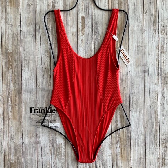 Frankie S Bikinis Swim Frankies Bikinis Highcut Red One Piece Swimsuit Poshmark